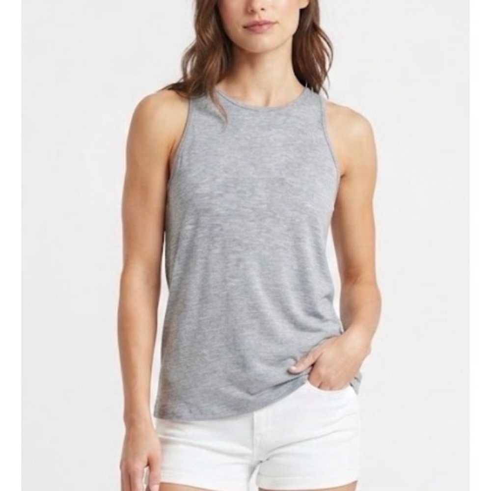 Marine Layer Womens Grey Slub Knit High Neck Tank Top Sleeveless Size S
